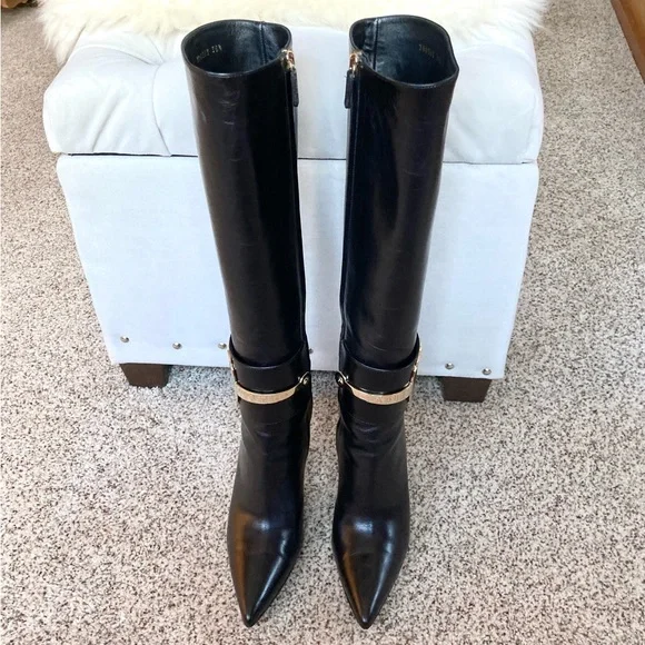 ‼️SALE‼️🔥HP!🔥Sexy Gucci Black Leather Knee Stiletto Boot - Picture 5 of 16